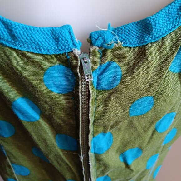 1of1 Medium Women's Romper 1960s Polka Dot Sleeveless Front Pockets Handmade - Picture 7 of 8